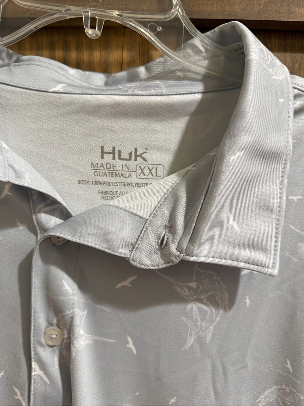 Huk Men’s Light Gray Fishing Performance Polo - Picture 2 of 4